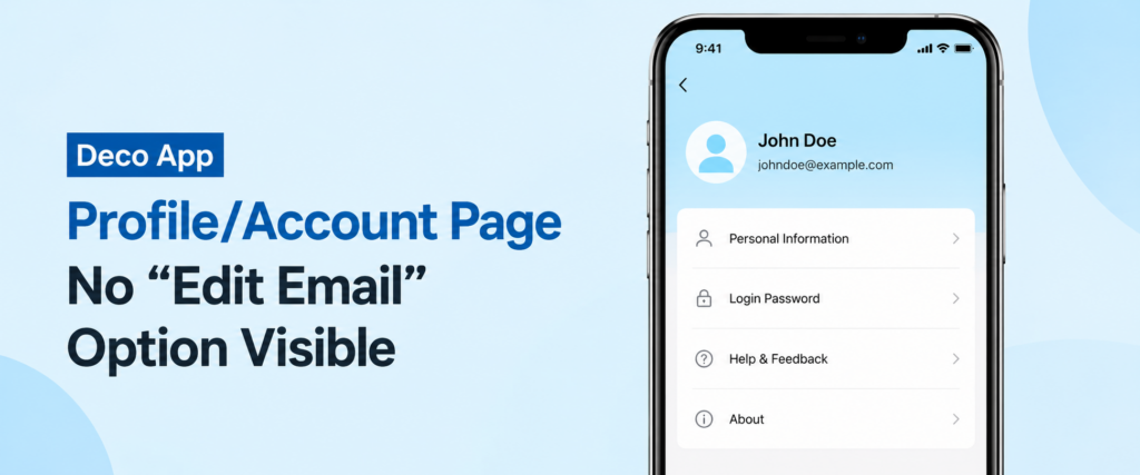Deco app Profile/Account page